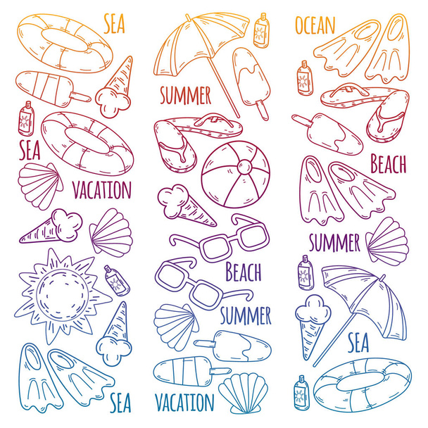 Summer, travel. Sea, ocean, beach. Vector pattern. - Vector, Imagen