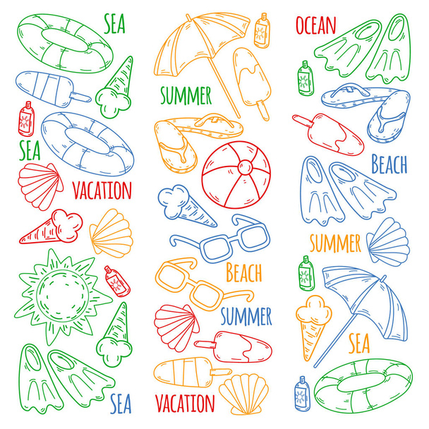 Summer, travel. Sea, ocean, beach. Vector pattern. - Vector, Imagen
