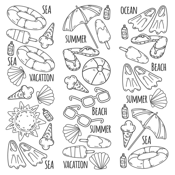 Summer, travel. Sea, ocean, beach. Vector pattern. - Vector, afbeelding