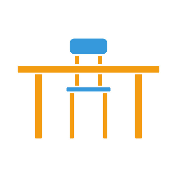 Icona di tavolo e sedia. Design a colori piatti. Illustrazione vettoriale. - Vettoriali, immagini