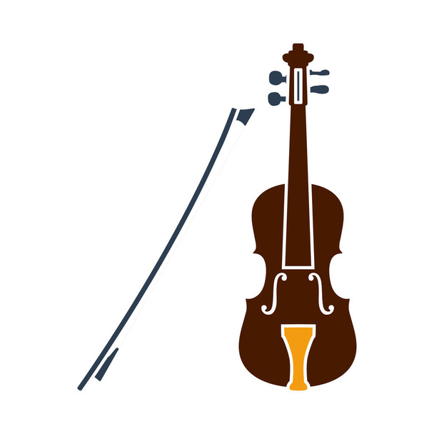 Violin Icon. Flat Color Design. Vector Illustration. - Vector, Image