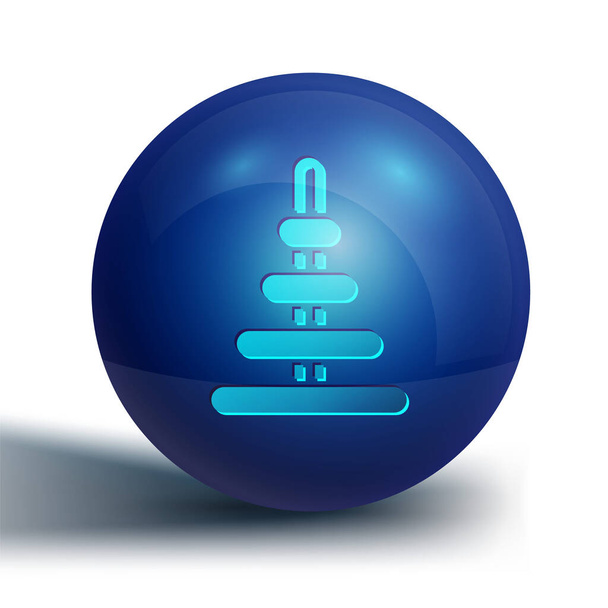 Icono de juguete pirámide azul aislado sobre fondo blanco. Botón círculo azul. Vector. - Vector, Imagen