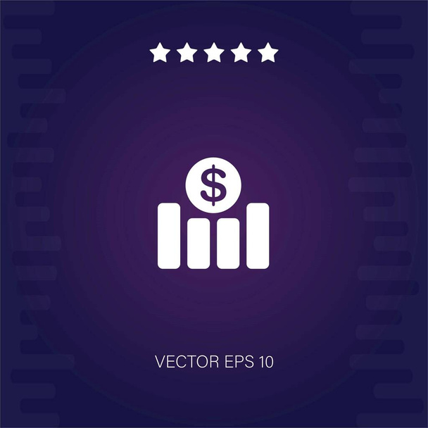 gráfico de barras com ícone de vetor de sinal dólar ilustração moderna - Vetor, Imagem
