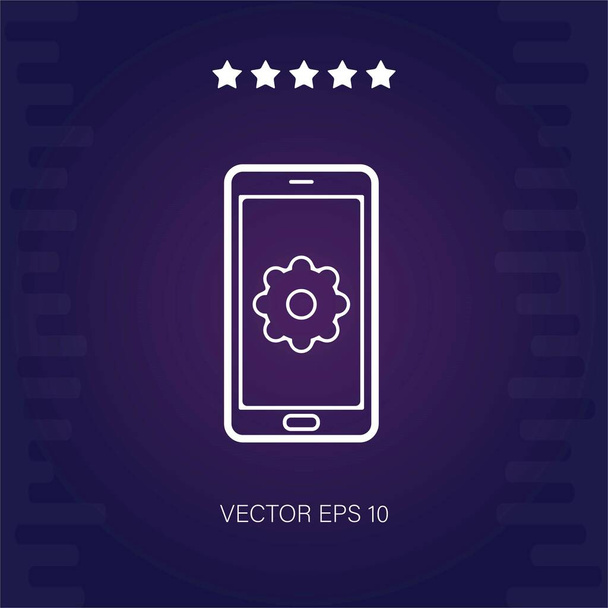 ozubené kolo symbol na obrazovce mobilní telefon vektor ikona moderní ilustrace - Vektor, obrázek