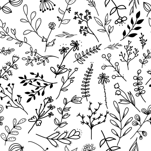 Floral seamless pattern. Background with flowers and leafs - Vector, Image