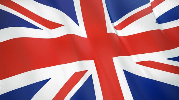 Η κυματιστή σημαία του Ηνωμένου Βασιλείου. Υψηλής ποιότητας τρισδιάστατη απεικόνιση. Ιδανικό για ειδήσεις, ρεπορτάζ, εκδηλώσεις.  - Φωτογραφία, εικόνα