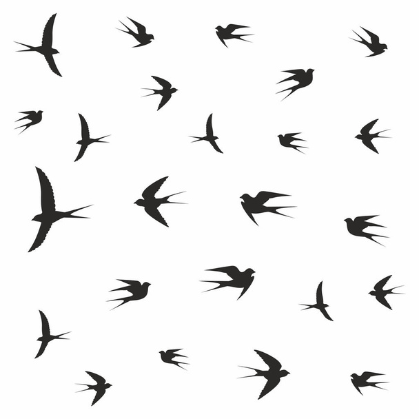 birds flying in clouds,birds icons set,vector illustration - Vektör, Görsel
