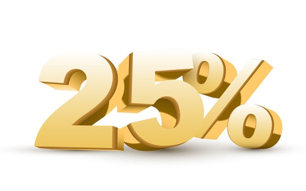 3d shiny golden discount collection - 25 percent - Vector, afbeelding