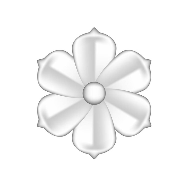 одиночні квіти срібні прикраси ізольовані на білому тлі, розкішні квіткові пелюстки срібні прості, срібні квіти об'єкт металева скульптура, ілюстрація розкішної срібної квітки, кліп арт квіти розкішні
 - Вектор, зображення