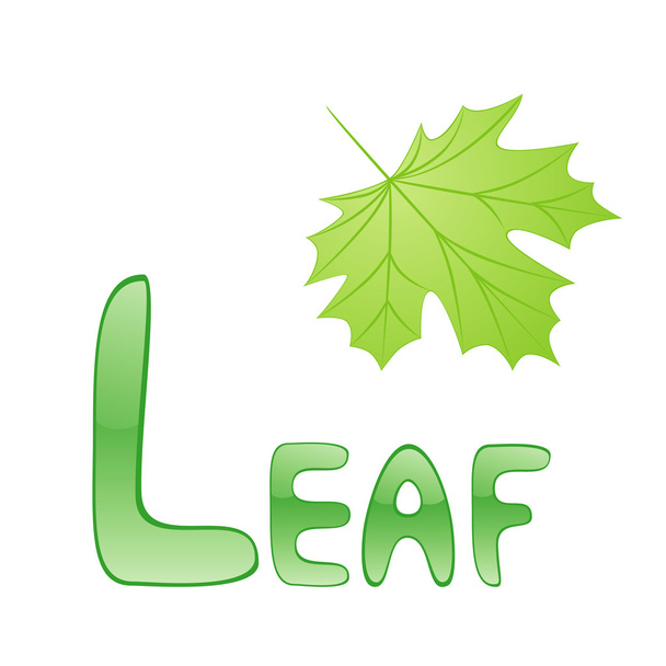 Funny alphabet for children. Leaf - letter L - Vector, Image