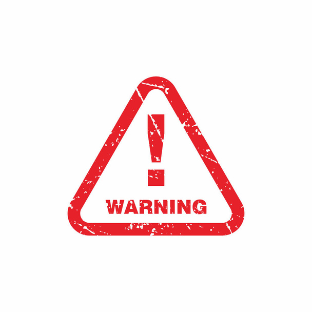 Sellos de goma de advertencia Grungy rojo abstracto Firma con vector de ilustración de forma triangular, sello de texto de advertencia, marca, plantilla de diseño de etiqueta - Vector, imagen