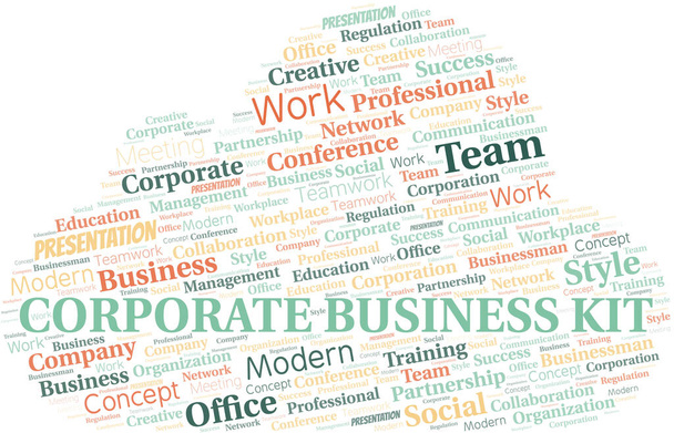 Corporate Business Kit wektor słowo chmura, wykonane tylko z tekstem. - Wektor, obraz
