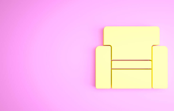 Желтый Кино кресло значок изолирован на розовом фоне. Концепция минимализма. 3D-рендеринг - Фото, изображение