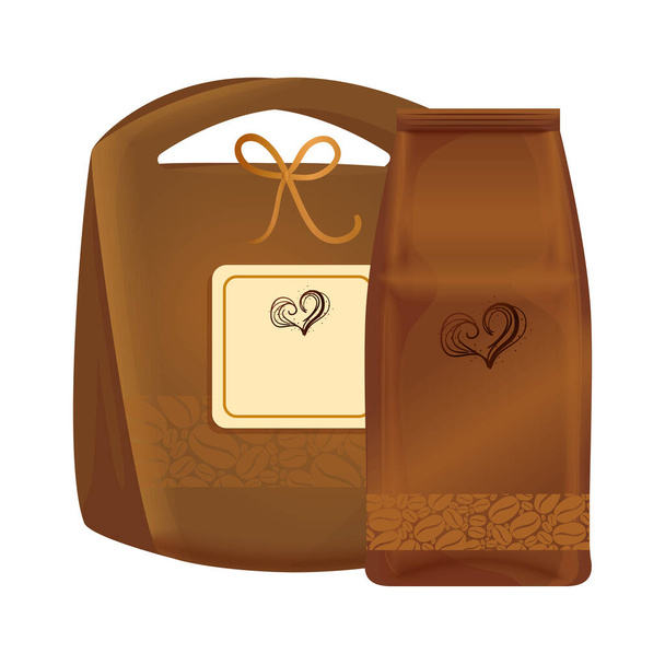 branding café maquette, sacs papier de café - Vecteur, image