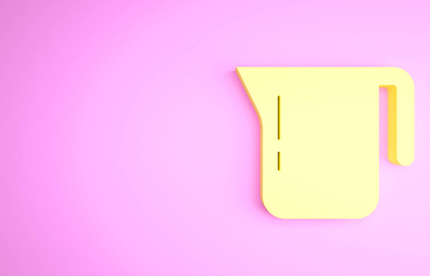 Icono de la cafetera amarilla aislado sobre fondo rosa. Concepto minimalista. 3D ilustración 3D render - Foto, Imagen