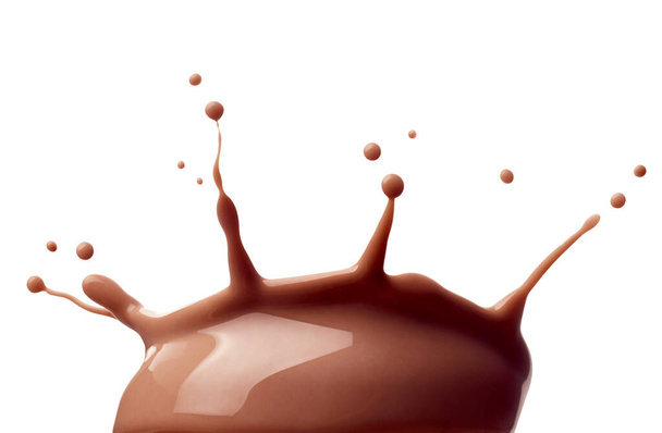 close up of a chocolate milk splash on white background - Zdjęcie, obraz