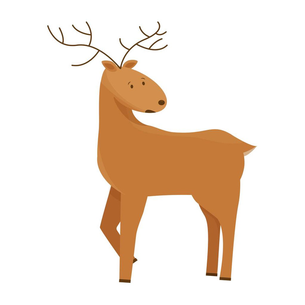 Character deer in cartoon style, emotional isolated on white background. - Vector, Image