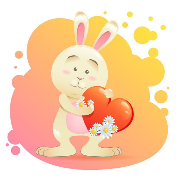 Bunny pet isolated holding heart - ベクター画像