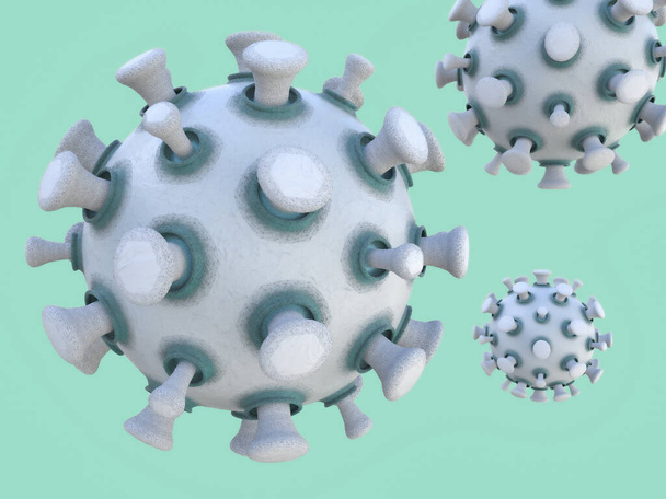 Covid-19. Pathogen respiratory coronavirus 2019-ncov flu. Pandemic risk concept. 3D rendering - Foto, immagini
