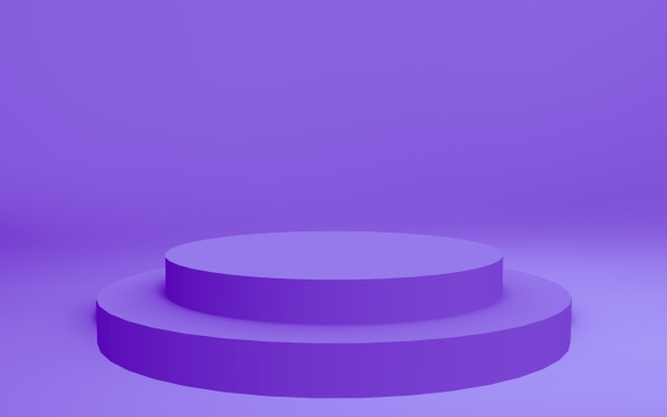 3d paarse violette cilinder podium minimale studio achtergrond. Abstract 3D geometrische vorm object illustratie renderen. Display voor cosmetische parfum mode product. - Foto, afbeelding