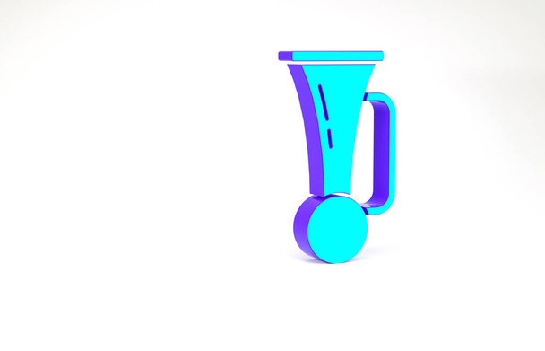 Turquoise Signal horn on vehicle icon isolated on white background. Minimalism concept. 3d illustration 3D render - Photo, Image