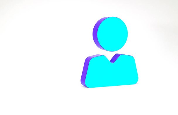 Turquoise Add to friend icon isolated on white background. Minimalizmus koncepció. 3d illusztráció 3D render - Fotó, kép