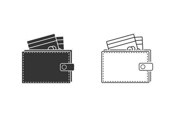 Das Symbol für die Brieftasche ist gesetzt. Premium-Piktogramm isoliert auf weißem Hintergrund. Vektorillustration - Vektor, Bild
