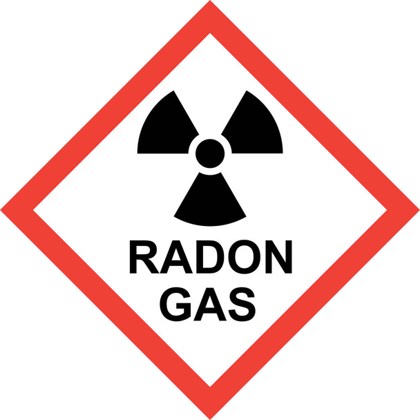 Красный знак радиационной опасности из-за радонового газа - Фото, изображение