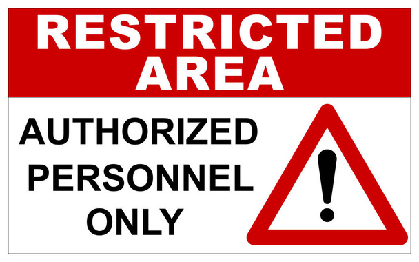 Signo de área restringida con símbolo de advertencia - Foto, Imagen