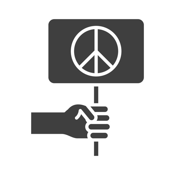 χέρι με πλακάτ ειρήνης, ημέρα των ανθρωπίνων δικαιωμάτων, σχέδιο εικονίδιο σιλουέτα - Διάνυσμα, εικόνα