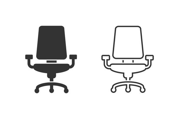 Cadeira de escritório vetor linha ícone definido no branco - Vetor, Imagem