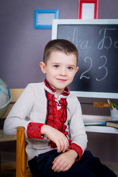 Портрет українського хлопчика, який ходить до першого класу.. - Фото, зображення