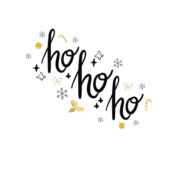 Merry Christmas lettering golden silhouettes. Vector isolated gold icon. - Vektor, obrázek