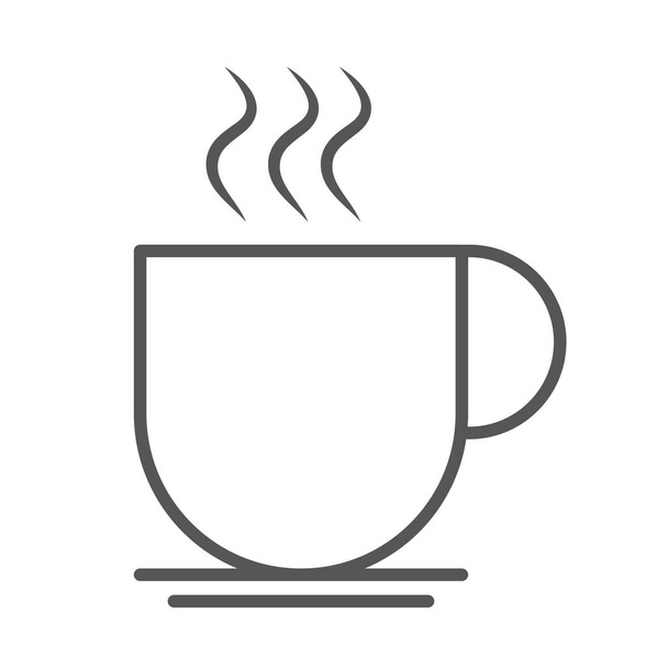 hot coffee cup aroma beverage, line icon design - Vector, Image
