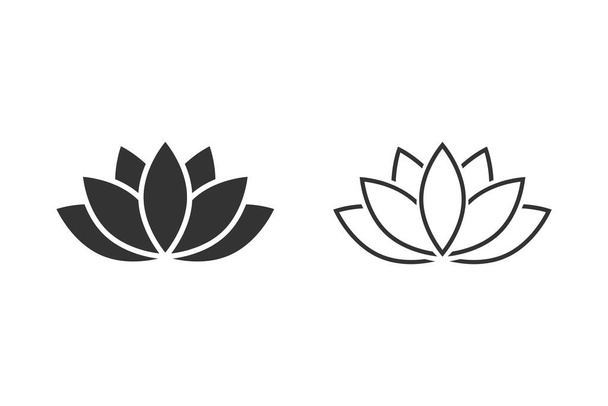 Linea Lotus icona impostata o Harmony icona sul bianco. Vettore - Vettoriali, immagini