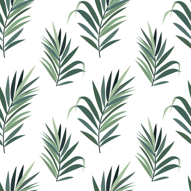 απρόσκοπτη μοτίβο με τροπικά πράσινα φύλλα, στολίδι για ταπετσαρία και ύφασμα, φόντο για scrapbooking, χαρτί περιτυλίγματος - Διάνυσμα, εικόνα