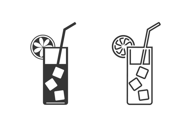 Cocktail line icon set on flat style. Vector - Vector, Image