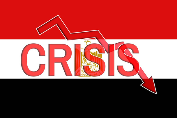 Grafo d'autunno e crisi delle parole sullo sfondo della bandiera egiziana. Crisi economica e recessione in Egitto - Foto, immagini