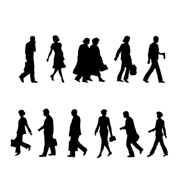 Walking people silhouettes Business isolated,person icon symbol sign pictogram - Photo, Image