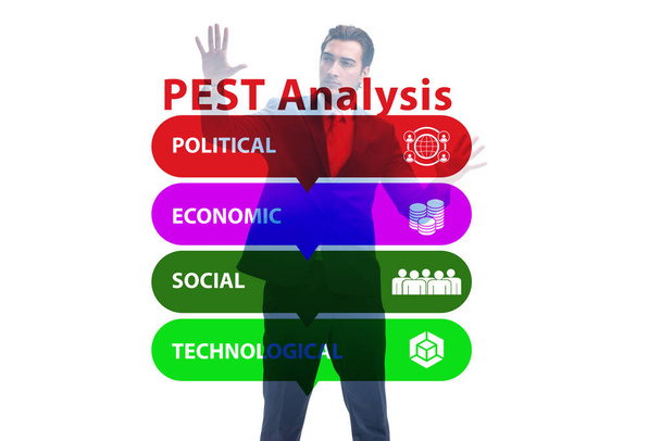 Business people in PEST analysis business concept - Photo, Image