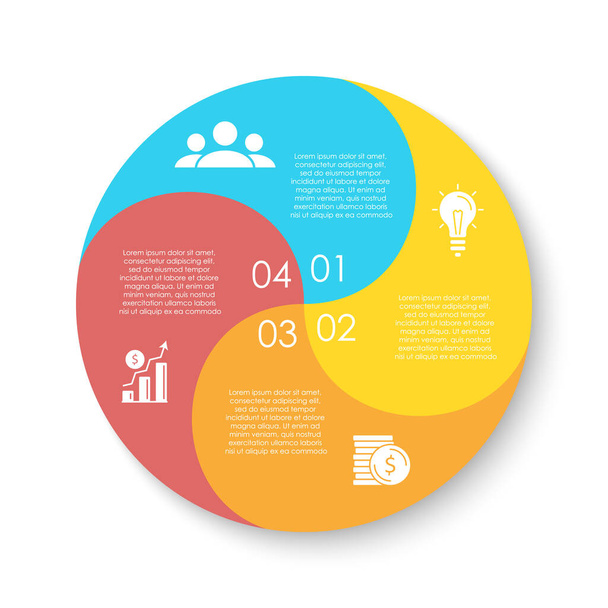 Circle infographics template can be used diagram, presentation or web design. Business concept with 4 options or steps. Vector infographic design. - Vektor, kép