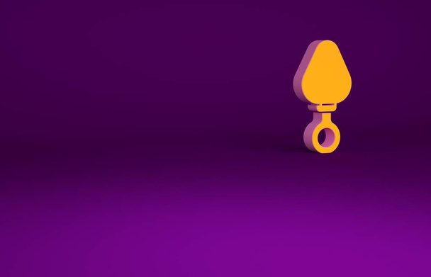 Помаранчева піктограма аналогової пробки ізольована на фіолетовому фоні. Знак штекера. Фетиш аксесуарів. Сексуальна іграшка для чоловіків і жінок. Концепція мінімалізму. 3D ілюстрація 3D рендеринга
 - Фото, зображення