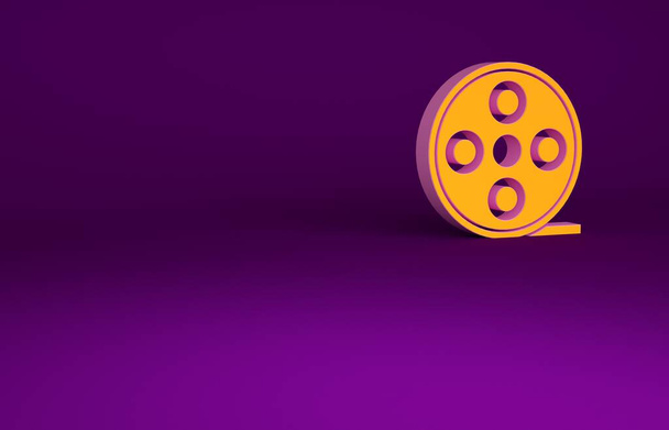 Oranssi filmi kela kuvake eristetty violetti tausta. Minimalismin käsite. 3d kuva 3D renderöinti - Valokuva, kuva