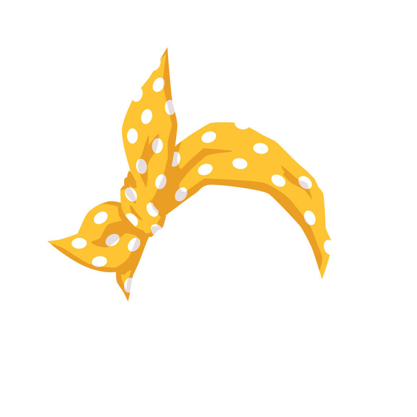 Yellow female bandana with white dotted pattern - isolated bow hairband - Вектор,изображение