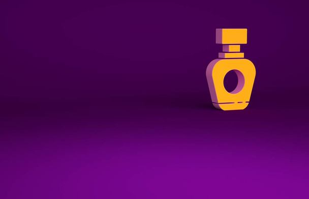 Icône parfum orange isolé sur fond violet. Concept de minimalisme. Illustration 3D rendu 3D - Photo, image