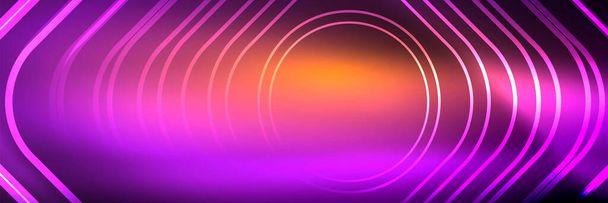 Блестящие неоновые светящиеся технологические линии, высокотехнологичный футуристический абстрактный шаблон фона с квадратными формами - Вектор,изображение