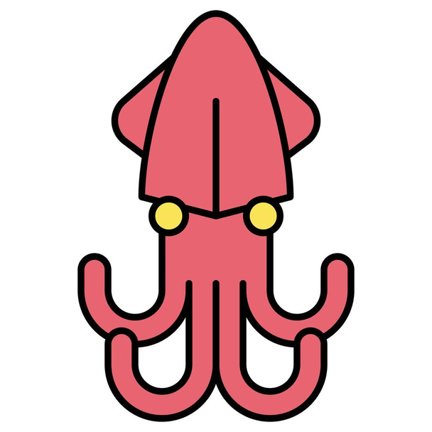 Icono de calamar, vacaciones de verano relacionados con la ilustración del vector - Vector, Imagen
