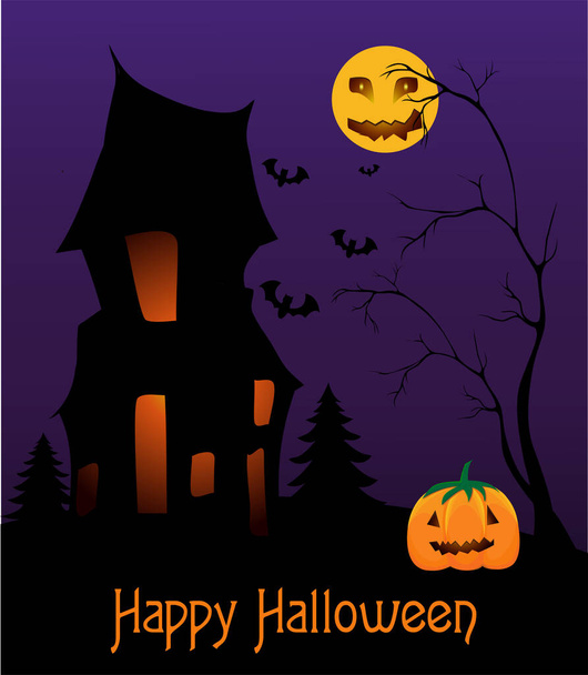 horror October Halloween night with moon - Vector, Image