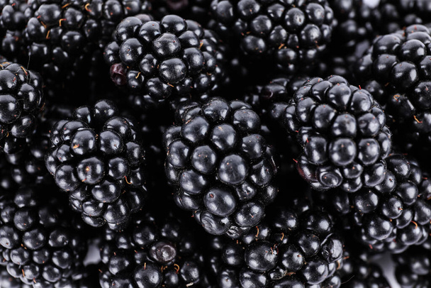Tasty ripe blackberries as background, top view - Foto, Imagem