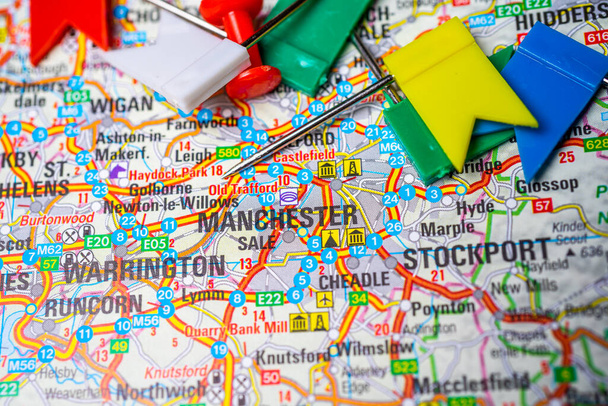 Manchester op kaart van Europa - Foto, afbeelding